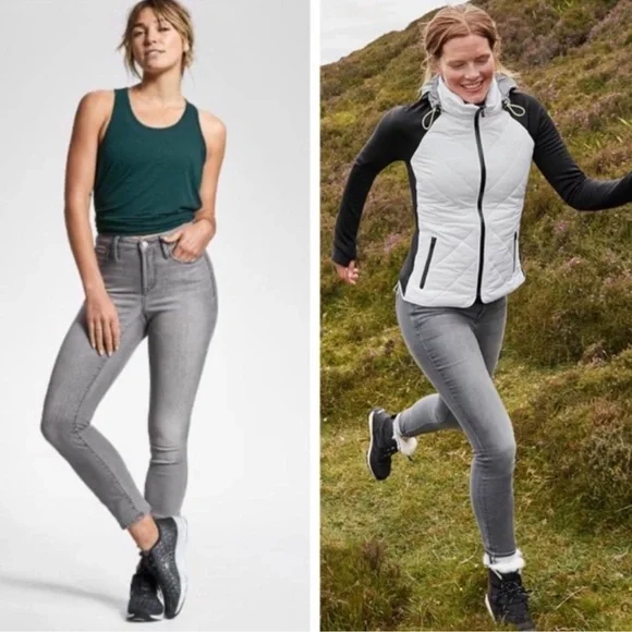 Athleta Sculptek Washed Gray Skinny Jeans Size 4 - Picture 3 of 14